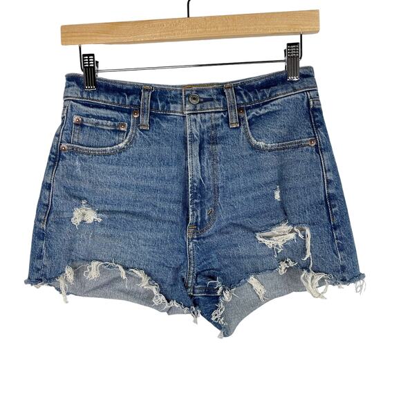 Abercrombie & Fitch Womens Size 25 / 0 Ripped The Mom Short High Rise Denim Jean - Picture 1 of 7